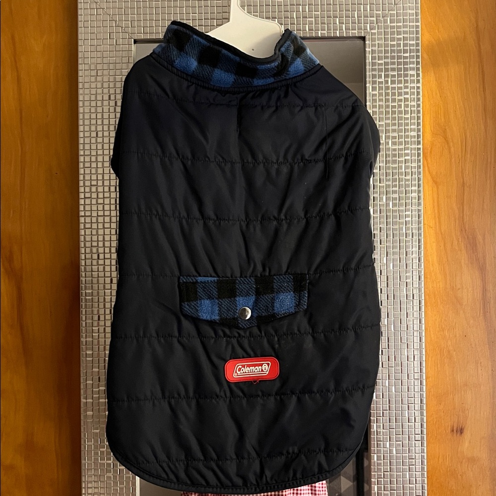 Coleman Black and Blue Plaid Dog Coat - Picture 2 of 2
